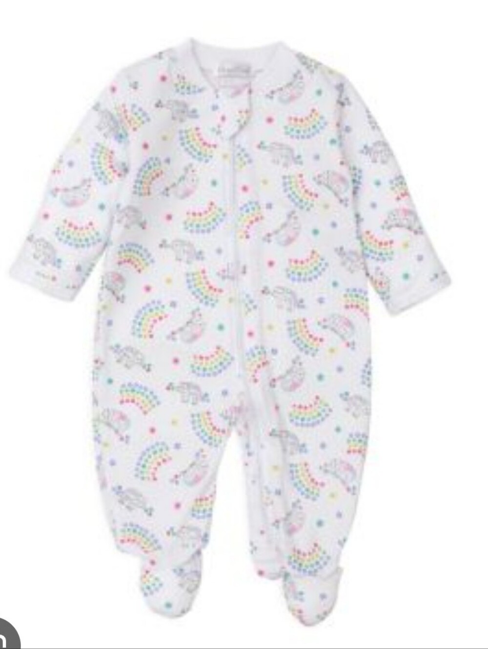 Kissy Kissy Cream Footed One-Piece with Rainbow & Lamb Print